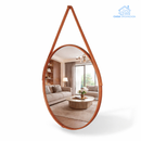 Espelho Redondo Decorativo Adnet 60cm com Alça de Couro e Suporte